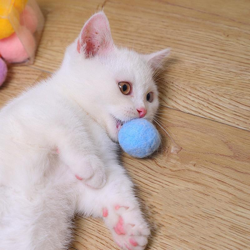 Plush Pom-Pom Cat Toy Balls – 12 Pack