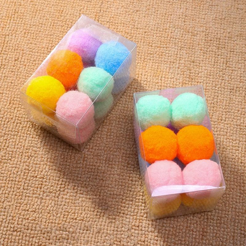 Plush Pom-Pom Cat Toy Balls – 12 Pack