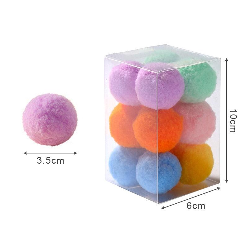 Plush Pom-Pom Cat Toy Balls – 12 Pack